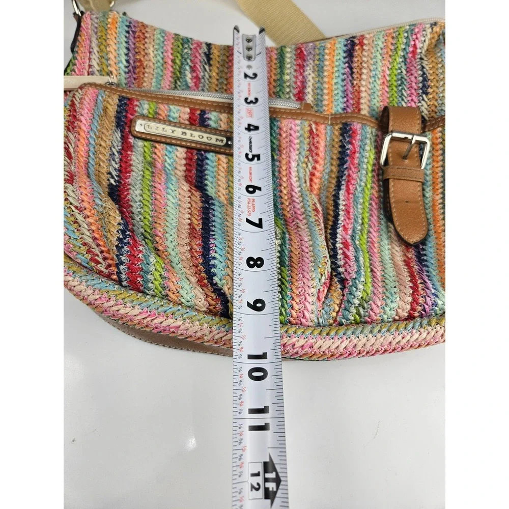 Lily‎ Bloom Multicolor Woven Hobo Crossbody Shoulder Bag Eco Fabric Zip Top